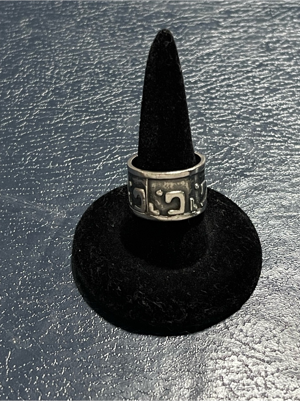 Sterling Script Wide Band Ring in Silver Sz 5